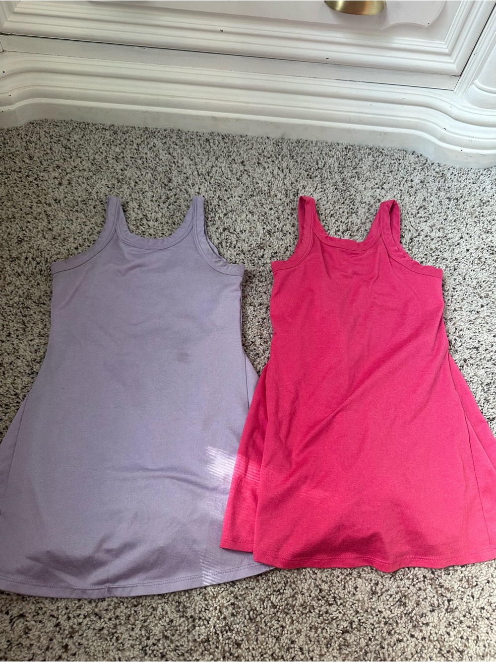 Old Navy pair Lavender and Hot Pink active Tank Dresses with shorts under- Girl